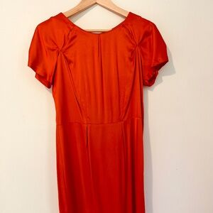 Orange silk dress